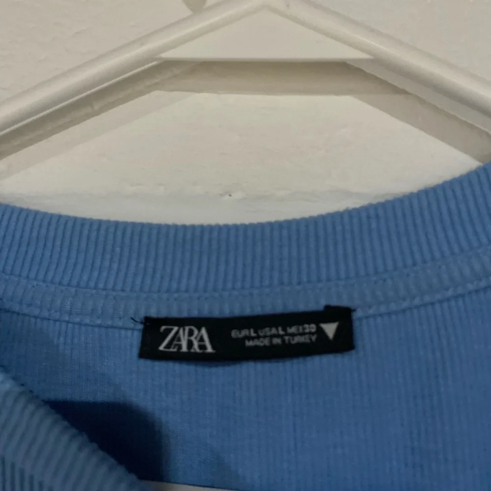 Zara Sky Blue Ruched Long Sleeve Top large